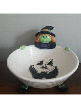 Nantucket The Good Witch ceramic Candy Dish bowl Halloween holiday fun server